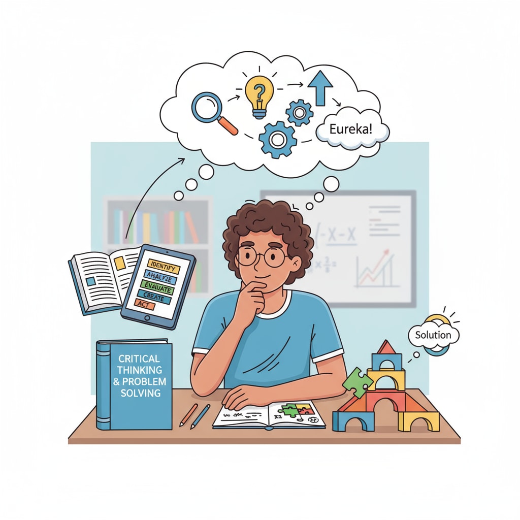 A student using critical thinking skills to solve a problem Student applying critical thinking for career - relevant skills development