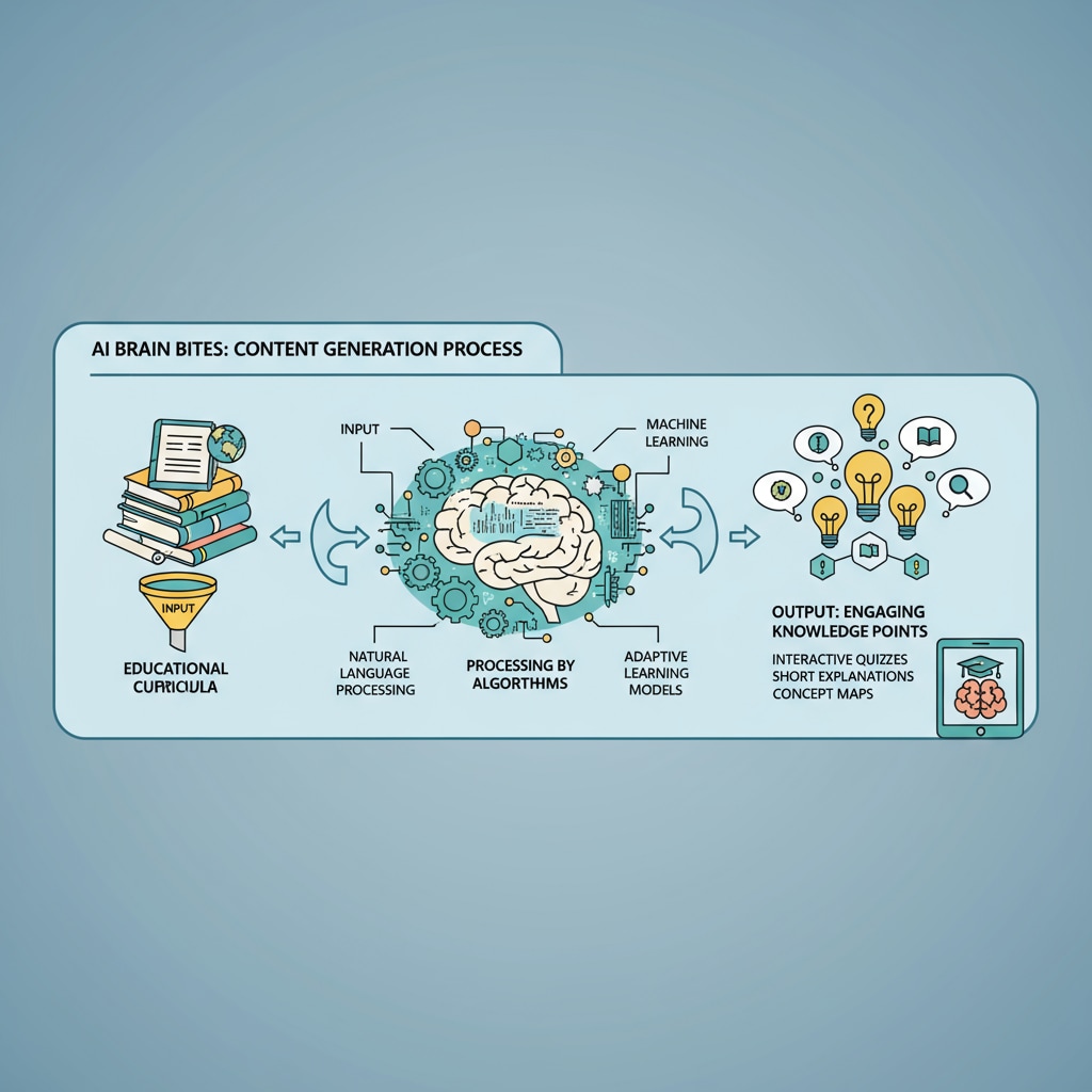 The process of AI Brain Bites generating educational knowledge points and related learning tools.