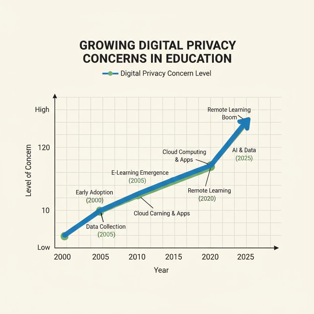 A graph depicting the increasing concerns over digital privacy in education over the years Graph showing the rise in digital privacy concerns in education related to the federal union, Ministry of Education incident