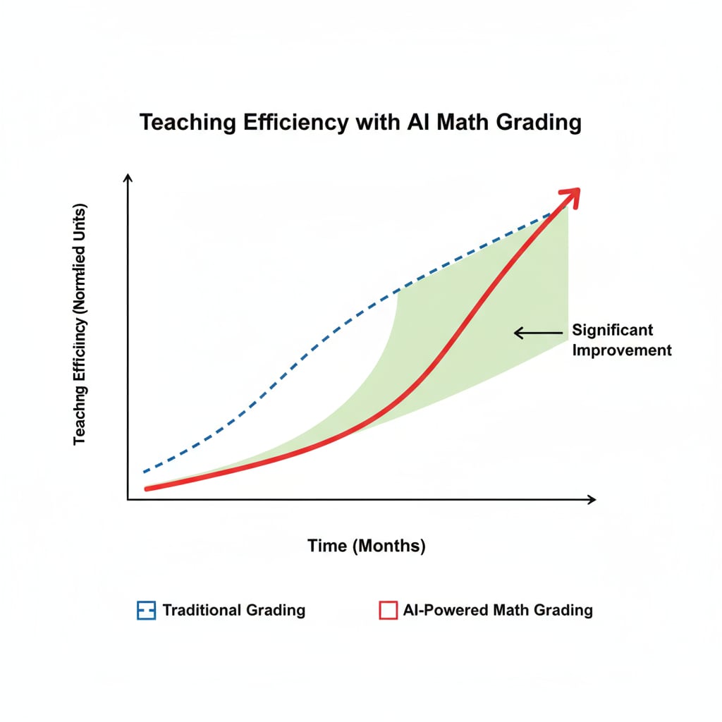 A graph depicting the improvement in teaching efficiency with AI math grading Graph showing teaching efficiency improvement with AI math grading