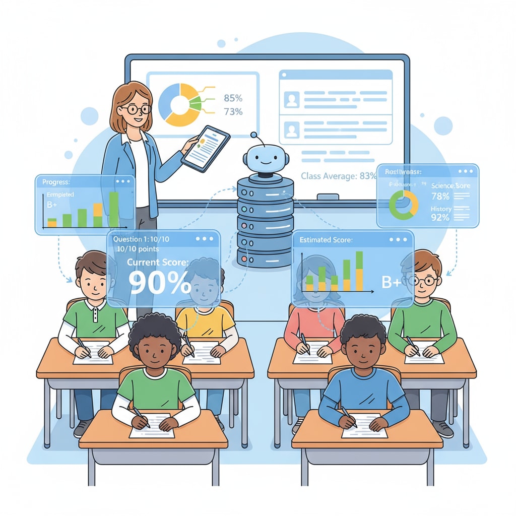A group of students taking a test in a classroom, representing the situation where test scores are generated. Students taking a test, related to outliers, test scores, and data analysis in K12 education.