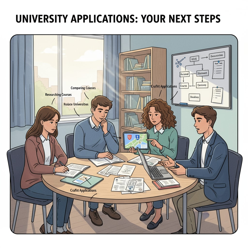 A-Levels graduates discussing university application options related to UCAS points and foundation year courses