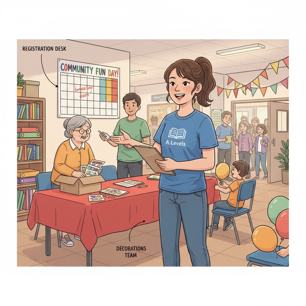 A-Levels graduate volunteering at a local community center for UCAS points and to enhance foundation year course application