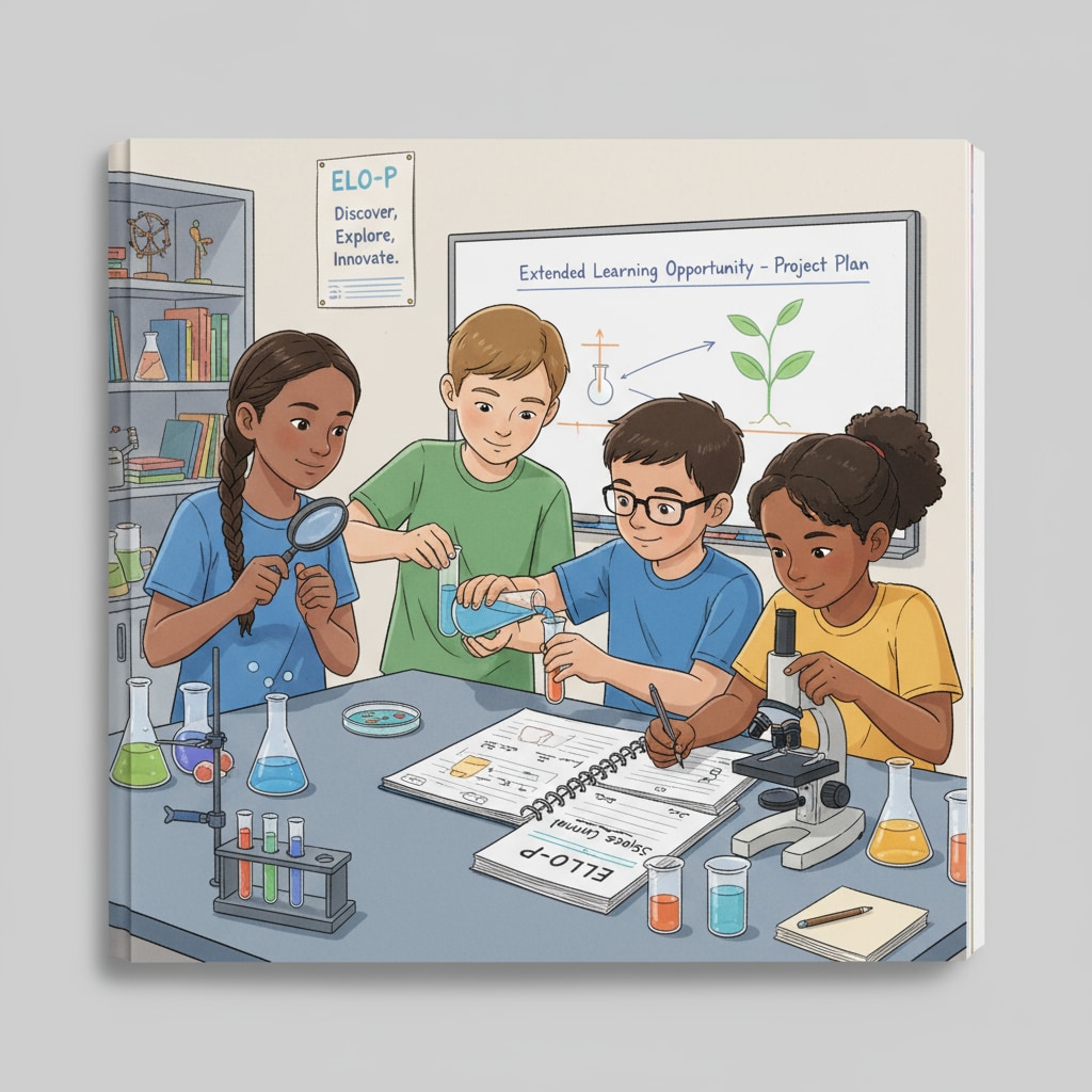 Students are actively participating in an extended learning activity such as a science experiment, which is part of the ELO-P plan. Students engaged in extended learning activity under ELO-P plan