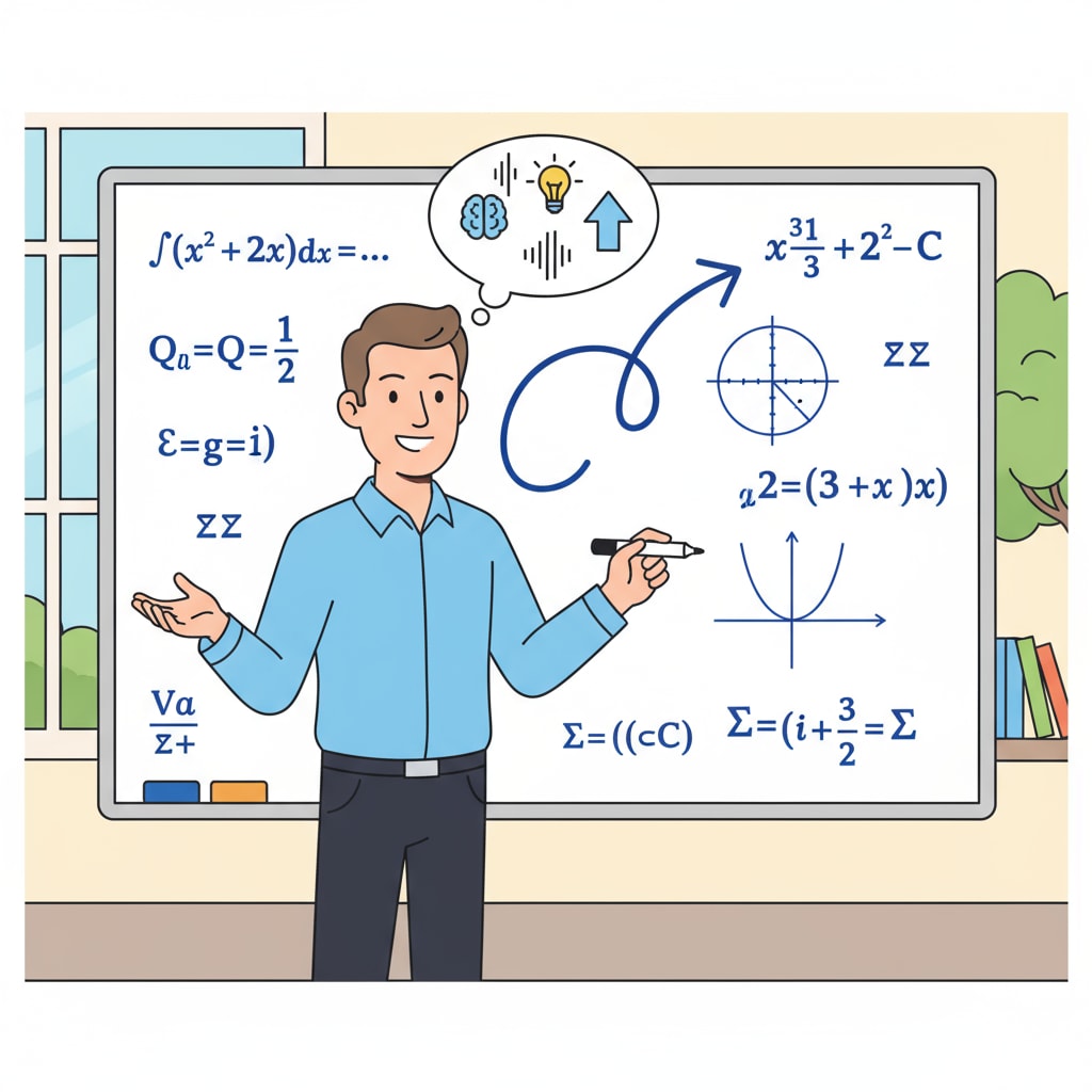 A person is standing in front of a whiteboard filled with math equations. They are holding a marker and explaining the math concepts in a clear and engaging way, as if they are a YouTube teacher. A YouTube teacher explaining math on a whiteboard for subject teaching and content recommendations