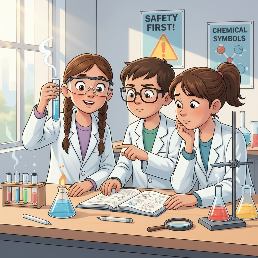 A group of K12 students are engaged in a simple chemistry experiment in a school laboratory. They are carefully observing the reaction in a test tube, with expressions of curiosity on their faces. K12 students exploring chemical research through hands - on experiment, related to career planning and interdisciplinary interests