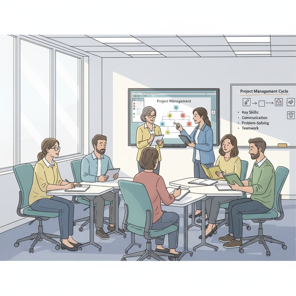 A group of students in a modern UK adult education classroom, engaged in learning activities Students in a UK adult education classroom for those looking to return to education after dropping out