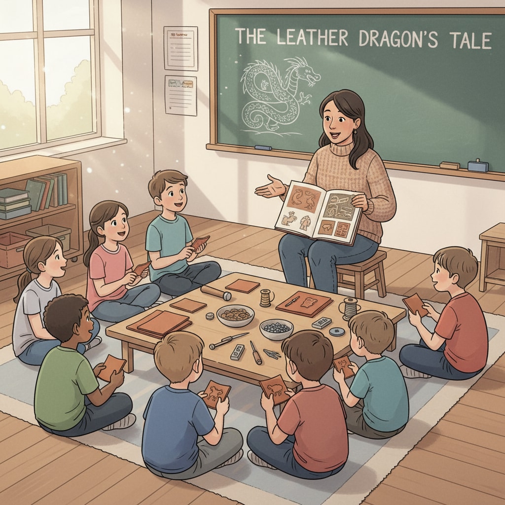 Children listening to a traditional story for leather craft inspiration