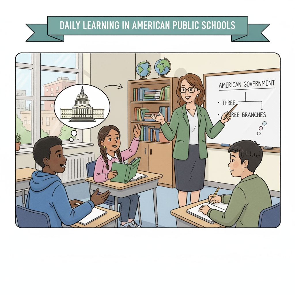 Students engaged in a classroom discussion in the American public education system