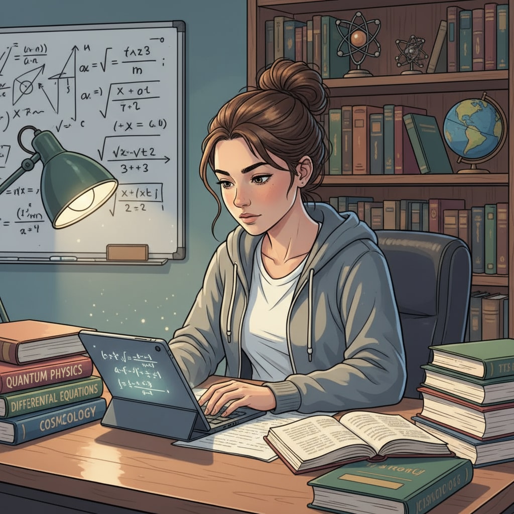 A student is sitting at a desk, surrounded by theory books, showing concentration. A student concentrating on theory learning with attention deficit, exploring learning methods.