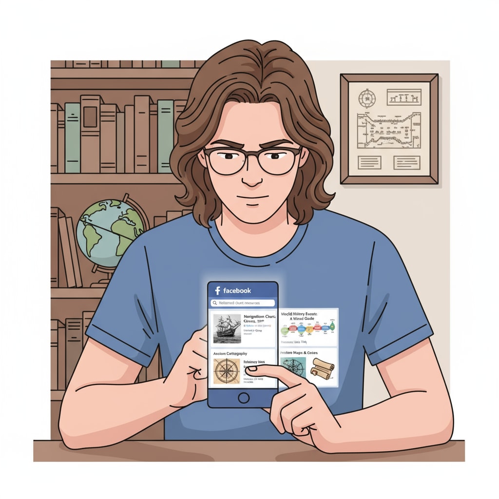 A person searching for historical chart resources on Facebook