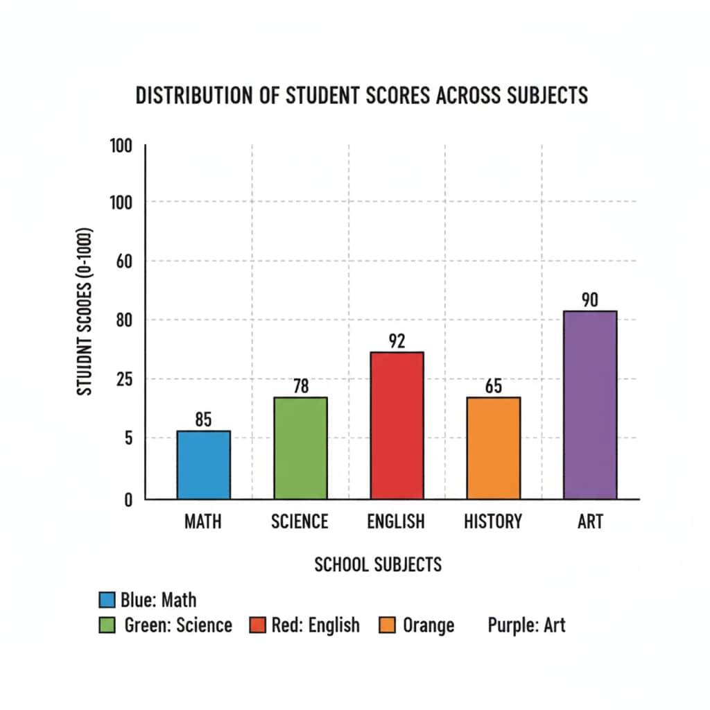 School Statistics - Distribution of Student Scores in Different Subjects