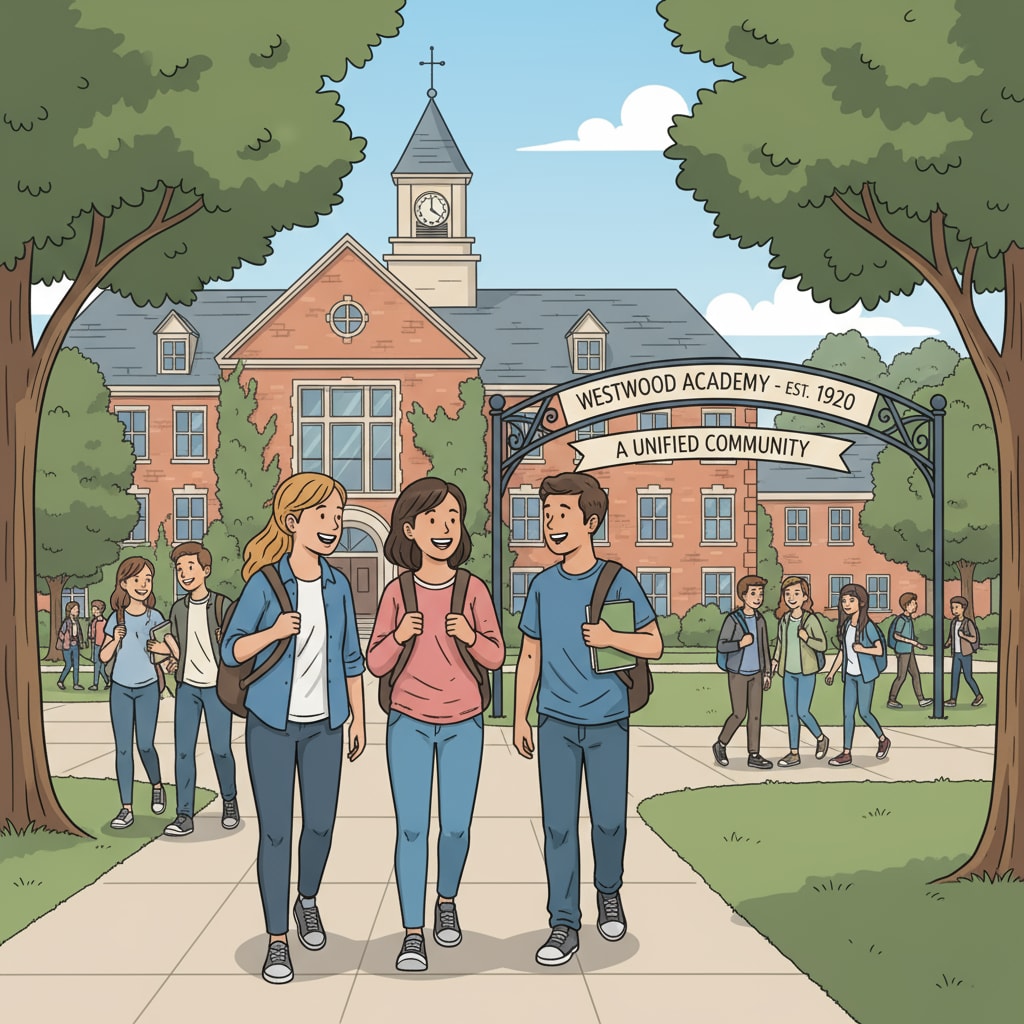 Students walking happily in their current school campus, representing the stable school community before the boundary redrawing Students in a stable school community before WPUSD boundary redrawing