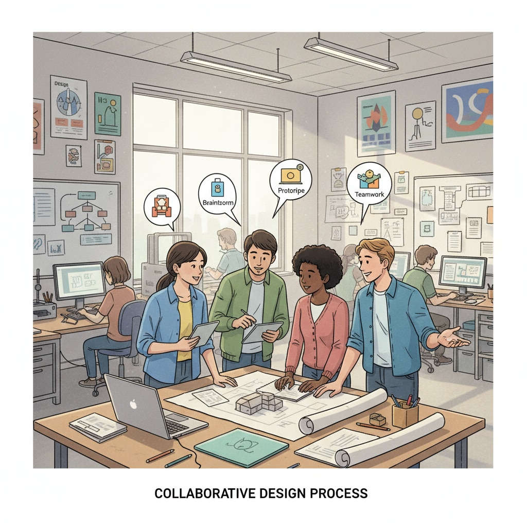 Students from various nationalities are seen working together in a design studio, sharing ideas and collaborating on projects. Indian artists collaborating with international peers in a Turkish design studio for English-taught programs