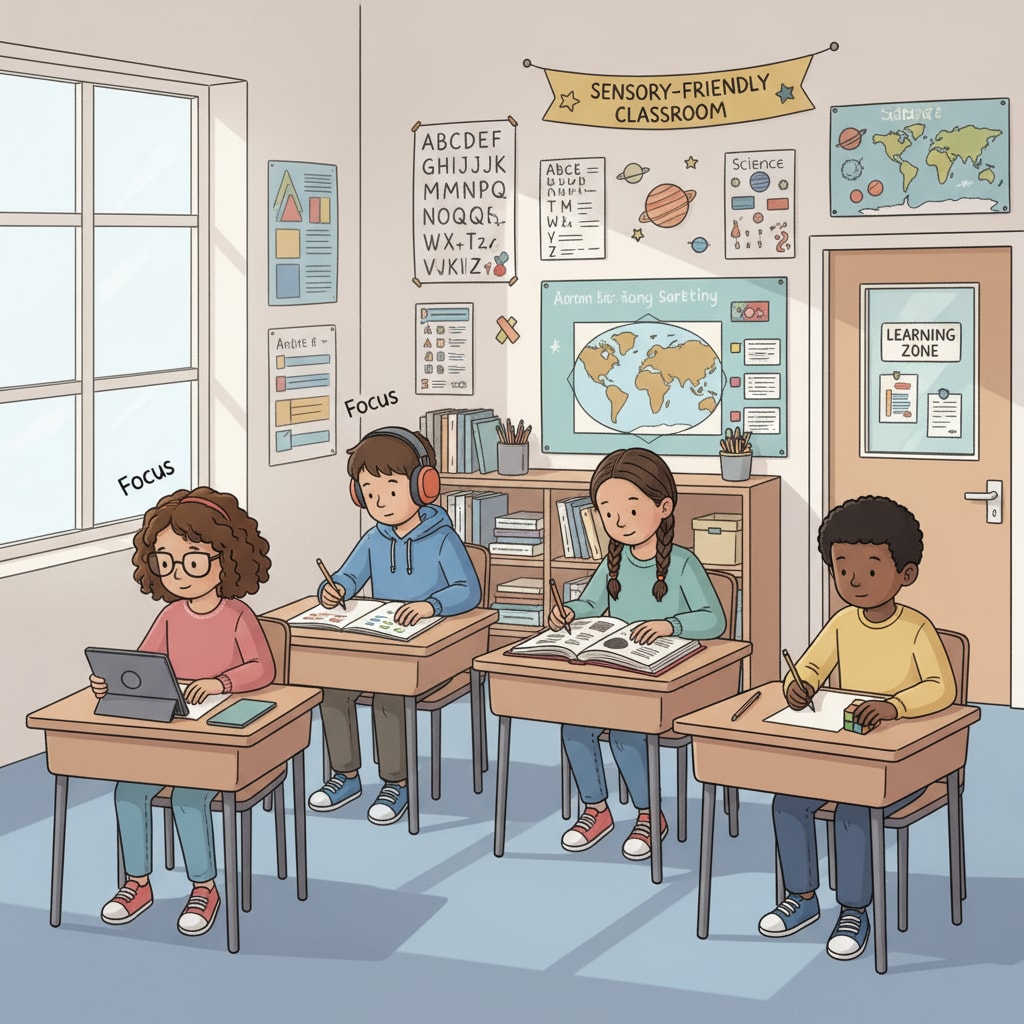 A group of students with autism are sitting at desks, focused on their schoolwork. Students with autism working on end-of-year assignments with the help of Brainly alternatives