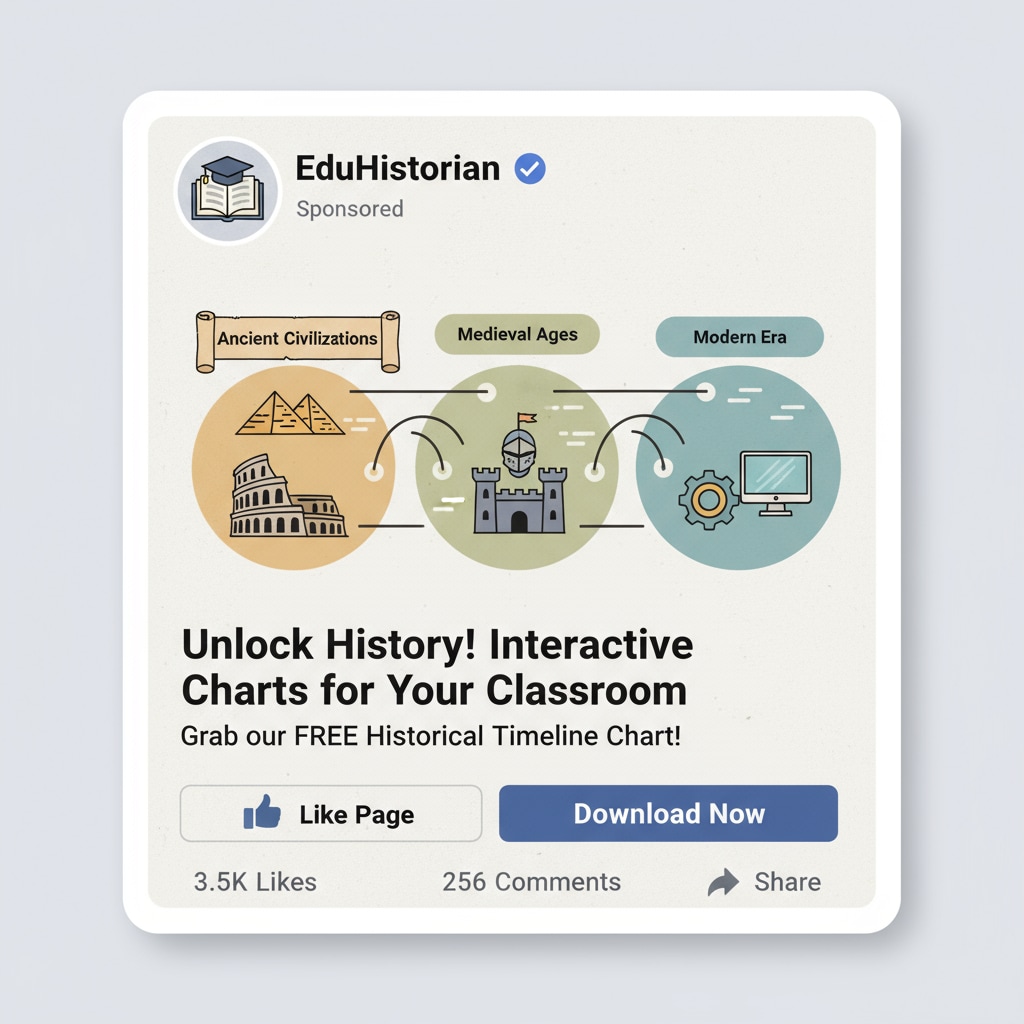 Facebook ad with historical chart for resource searching