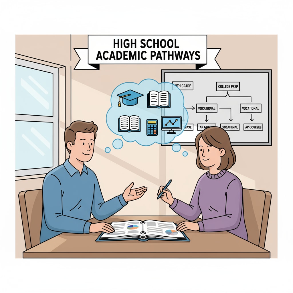 Parents discussing their children's high school academic plans. Parents showing excessive expectations in high school education.