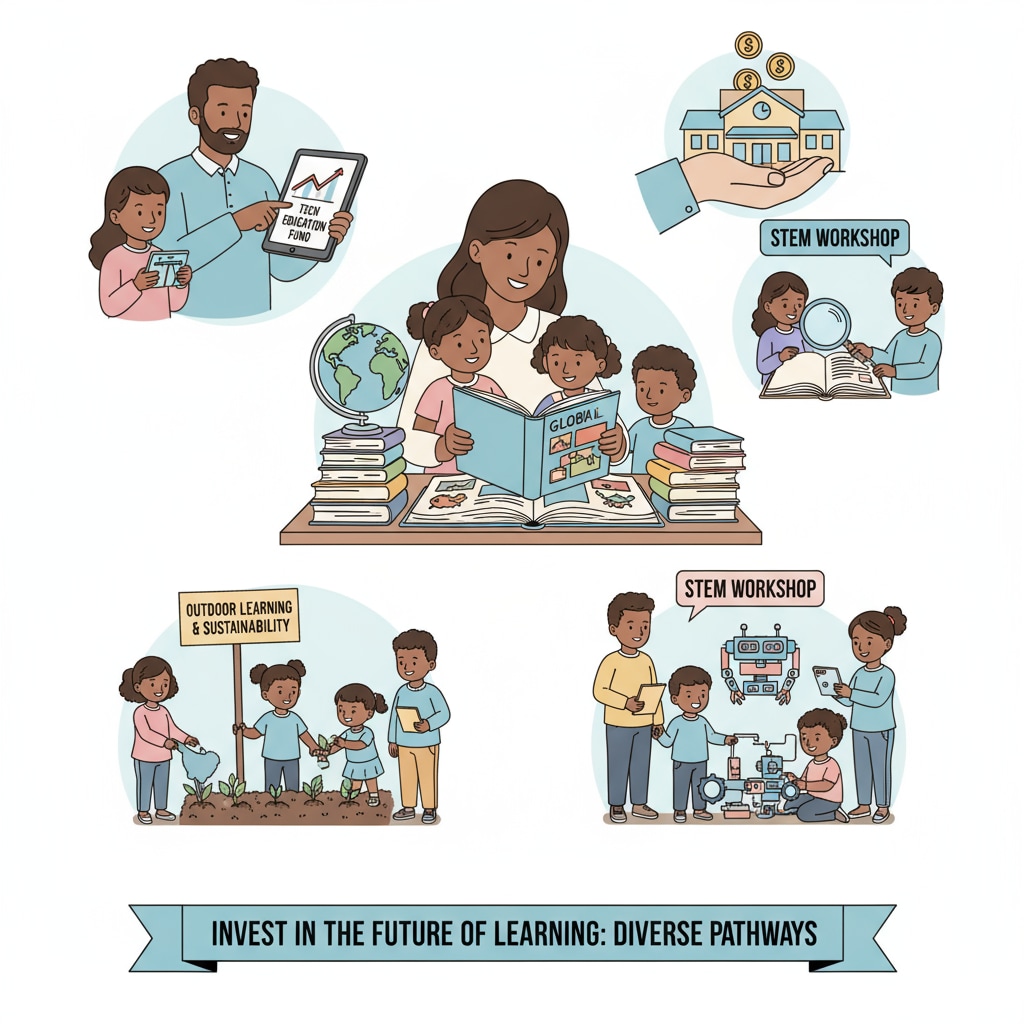 A group of non-white parents and children are engaged in educational activities, showing different ways of educational investment. Non-white parents and children in educational activities related to educational investment and curriculum