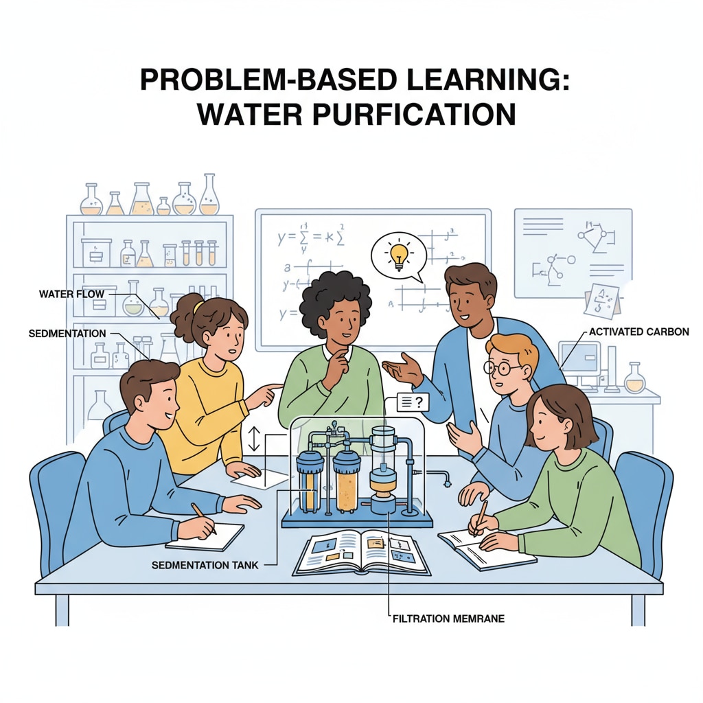 A group of students are gathered around a table, discussing a practical problem to understand the related theory. They are actively engaged in the conversation, with some pointing at the problem and others sharing their thoughts. Students using reverse learning method to understand theoretical concepts related to attention deficit learning