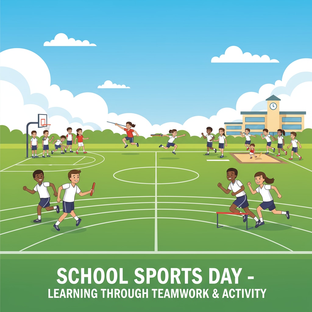 Students participating in a school sports event, showing the lively atmosphere of a traditional high school. Students in a school sports event related to high school education and diploma choices