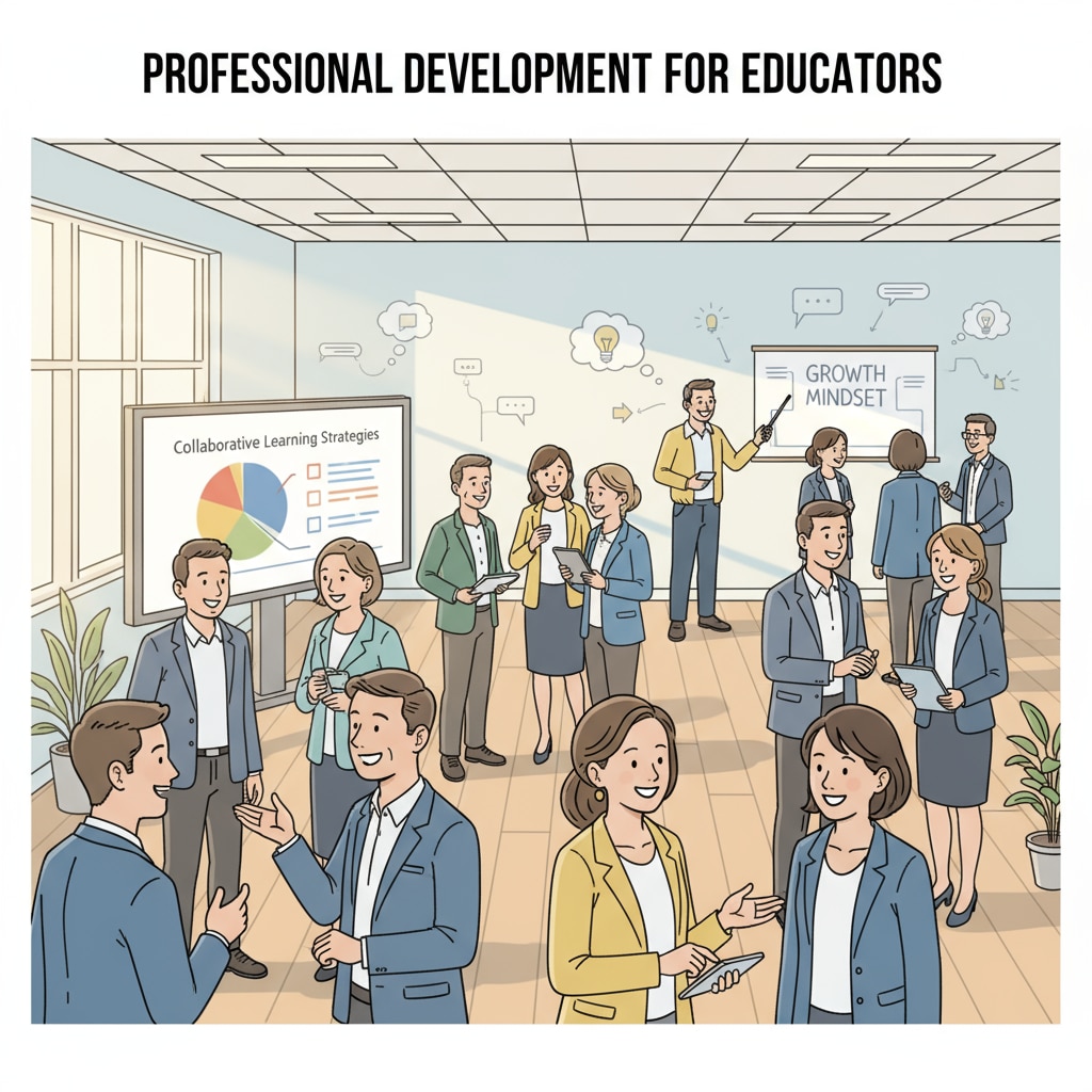A group of K12 educators are attending a professional development event, smiling and interacting with each other, showing a positive work atmosphere. K12 educators at a professional development event related to work support and job satisfaction