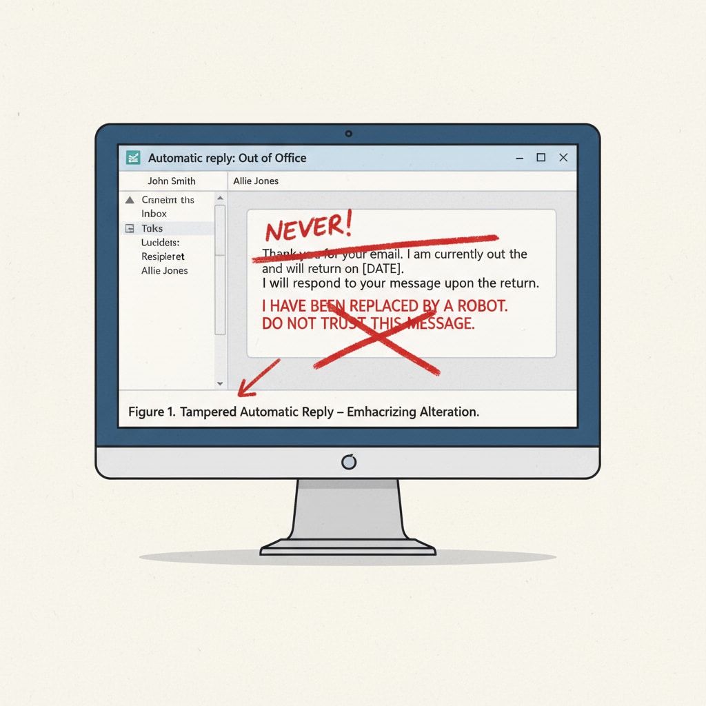 Screenshot of an altered email automatic reply related to the federal union litigation
