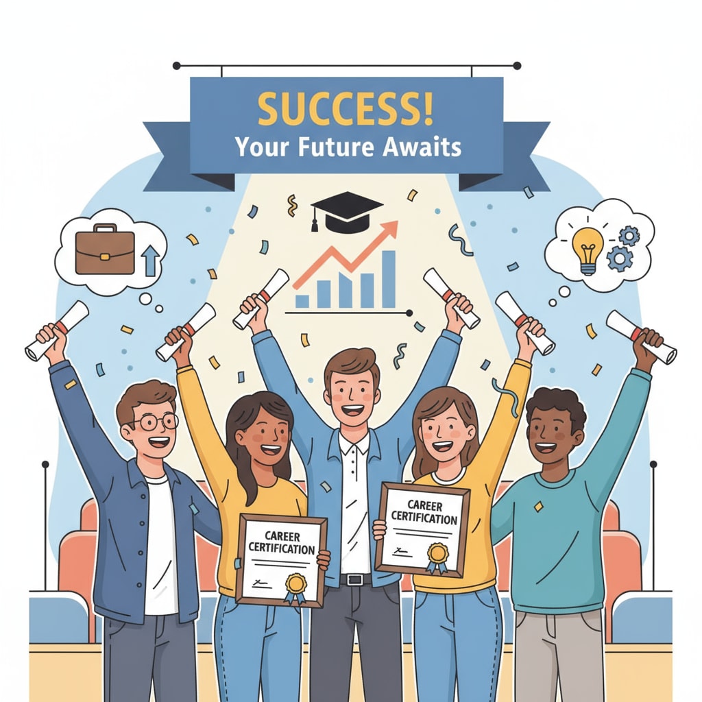 Students are celebrating after receiving valuable career certificates, indicating the positive outcome of obtaining meaningful certifications. Students celebrating valuable career certificates that hold educational and employment value