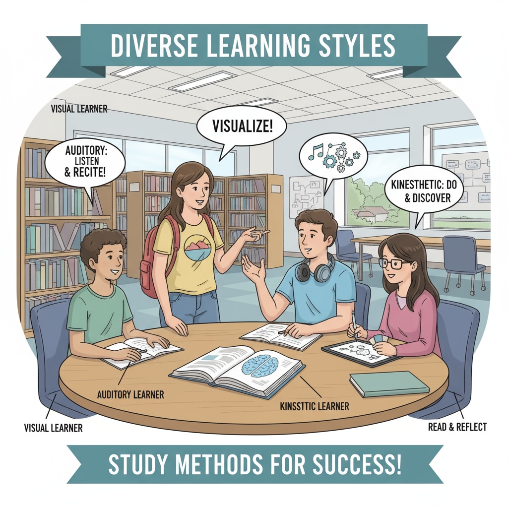 A group of students with different learning styles discussing study methods. One student is pointing at a book, while others are listening attentively, showing their diverse approaches to learning theory. Students with attention deficit and hands-on learning styles discussing theory learning methods