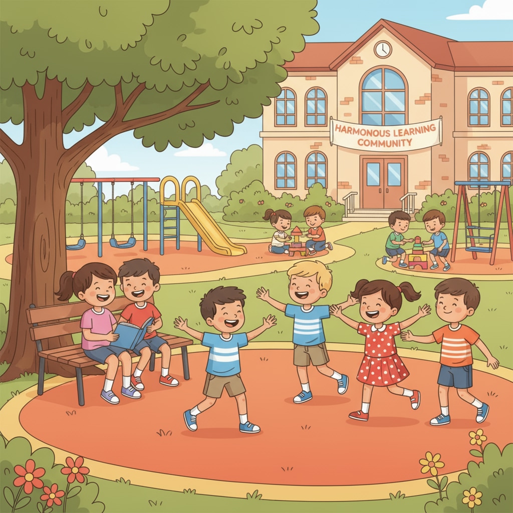 A group of students are playing and chatting in a schoolyard, showing a harmonious and stable school community atmosphere. Students in a stable school community before WPUSD boundary redrawing
