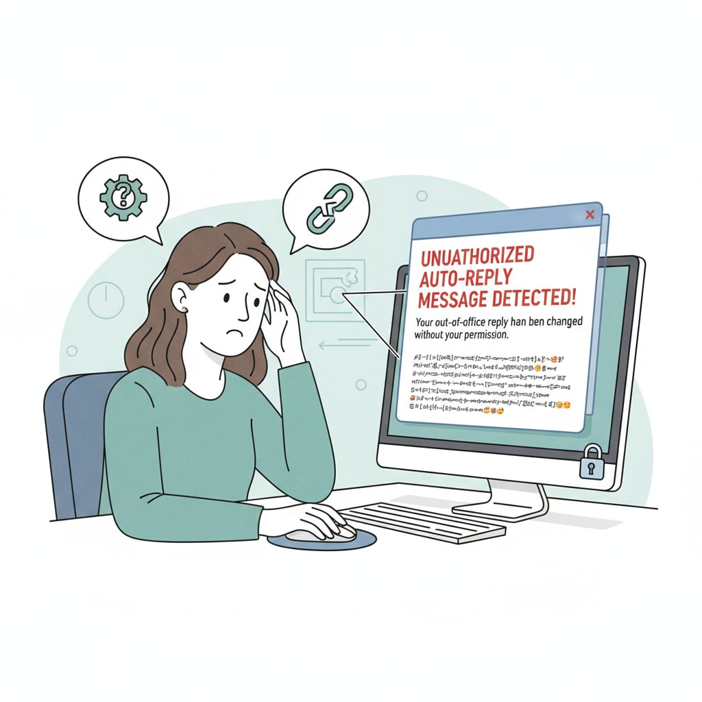 A visual representation of a person being troubled by an unauthorized email auto-reply change, highlighting the concern and confusion. A person concerned about the Department of Education's unauthorized email auto-reply modification in the context of the federal labor union lawsuit