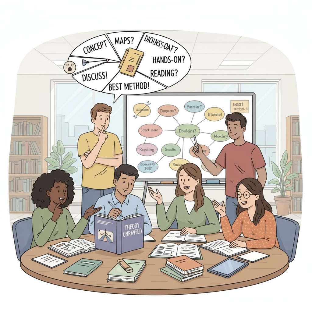 A group of students with different learning styles discussing theory learning. Some are using books, some are making notes, and they are engaged in a lively conversation about how to better learn theory subjects. Students with different learning styles discussing theory learning to improve learning efficiency
