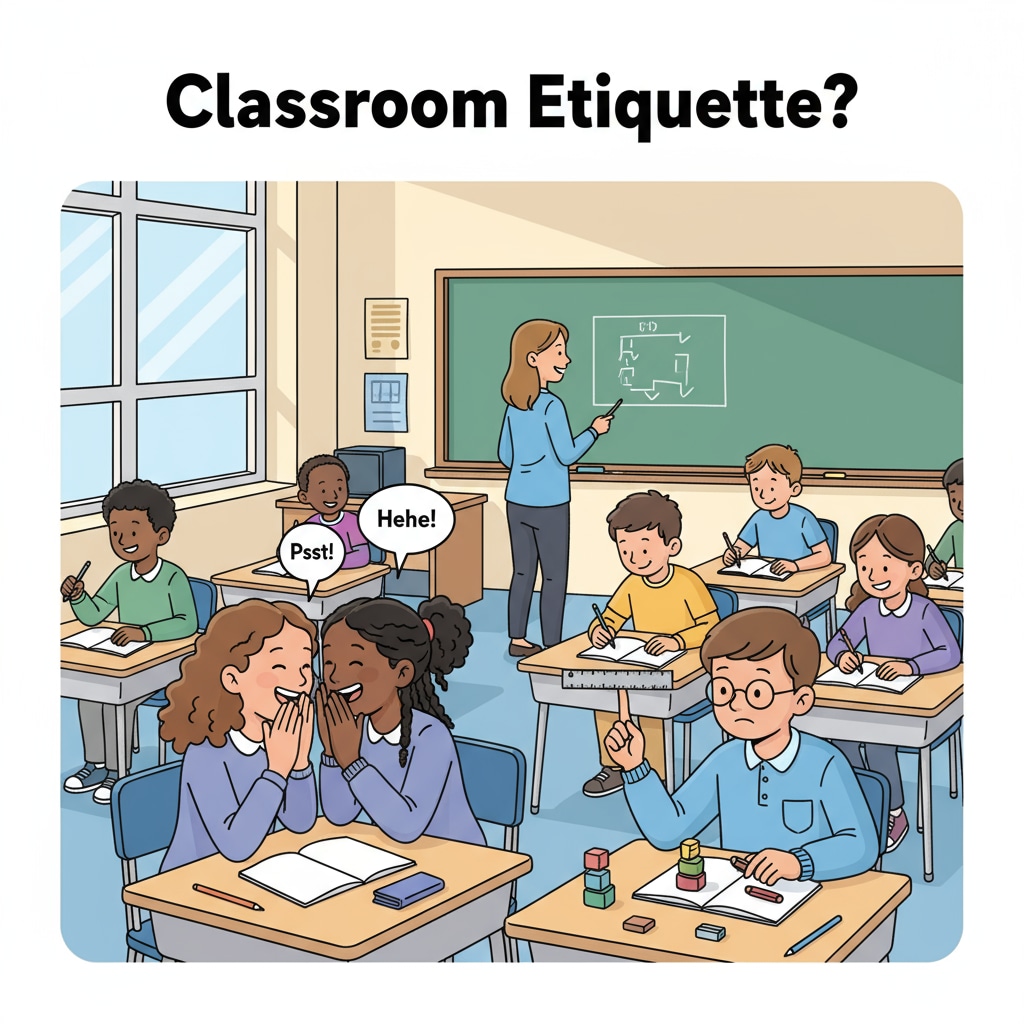 A group of middle school students in the classroom, some are whispering to each other, some are playing with their stationery, depicting a distracted classroom environment. Distracted middle school students in the classroom related to student non - compliance and teaching challenges.