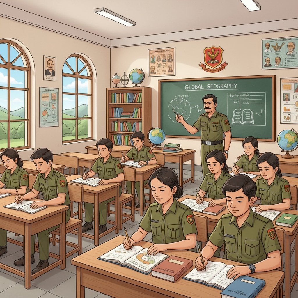 A group of students studying in a classroom, representing the learning environment at Sainik School Students studying in a classroom at Sainik School as part of AISSEE preparation