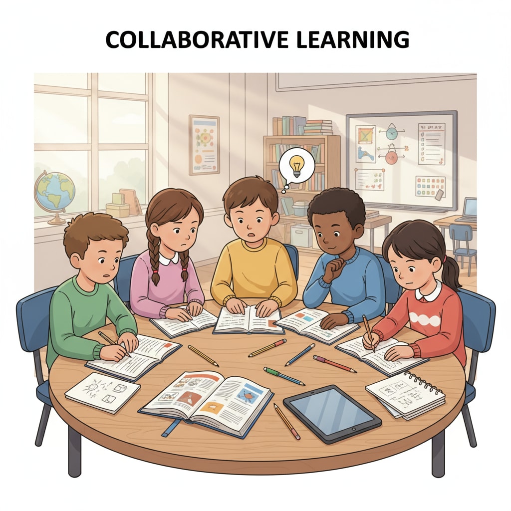 A group of K12 students are sitting around a table, studying together. They have books and notebooks in front of them, engaged in focused learning. K12 students studying together to achieve 90% scores