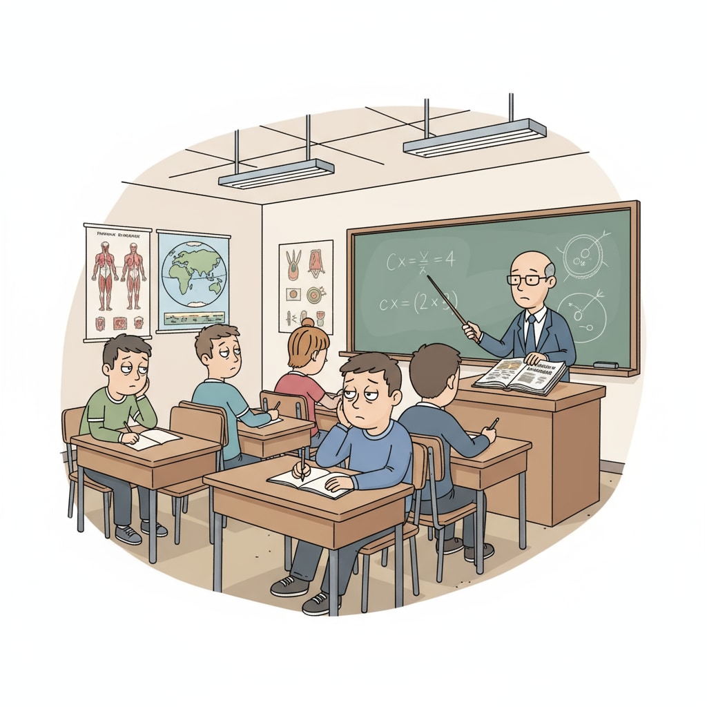 Students sitting in a classroom with bored expressions during a compulsory lesson Bored students in a compulsory learning situation