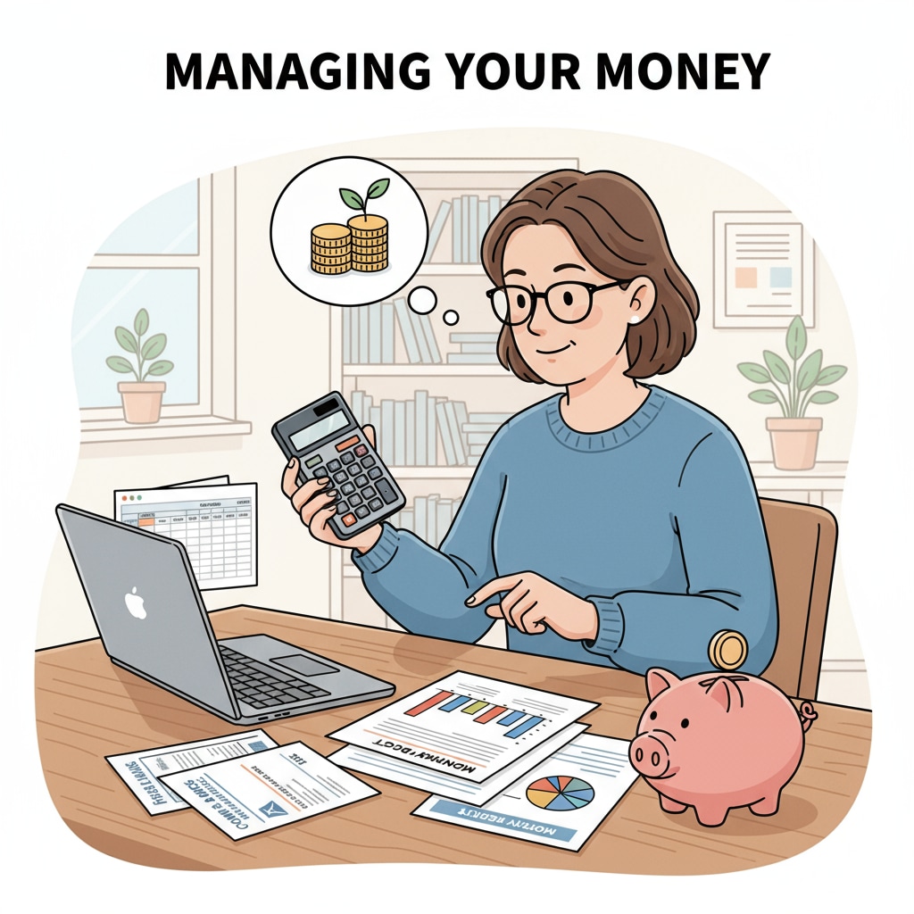 An individual is sitting at a table, using a calculator while looking at bills and financial statements, engaged in personal finance management. A person managing personal finances which is related to mathematics education, practicality, and advanced mathematics