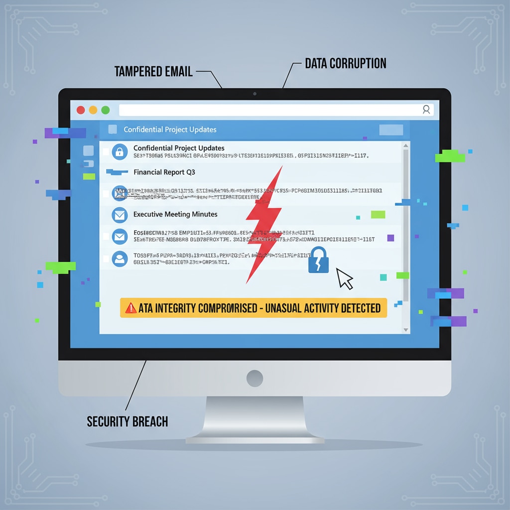 A representation of an email inbox with signs of interference, symbolizing the email tampering incident Federal union litigation email tampering - Representation of email inbox interference