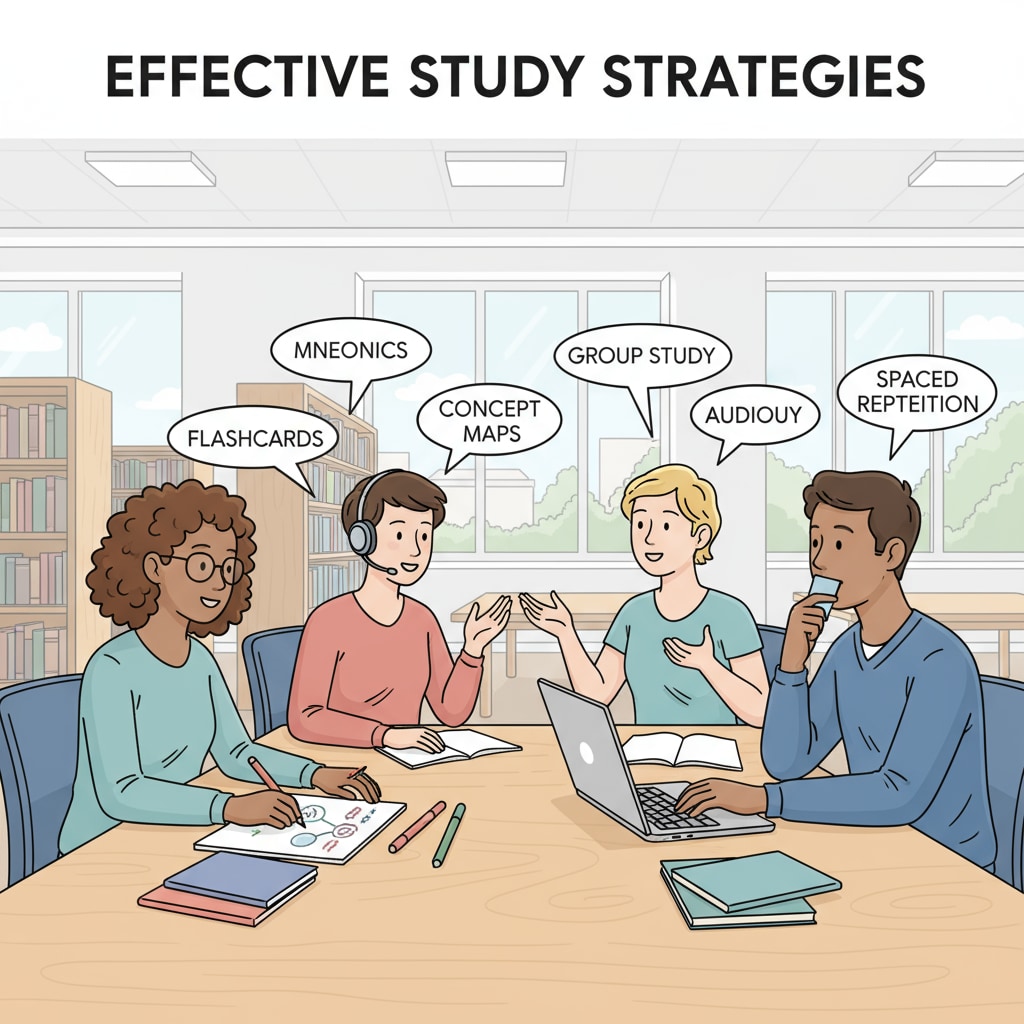 A group of students with different learning styles are sitting around a table, discussing various study strategies. Some are taking notes, while others are showing enthusiasm in sharing their ideas. Students with attention deficits discussing learning methods for theoretical subjects