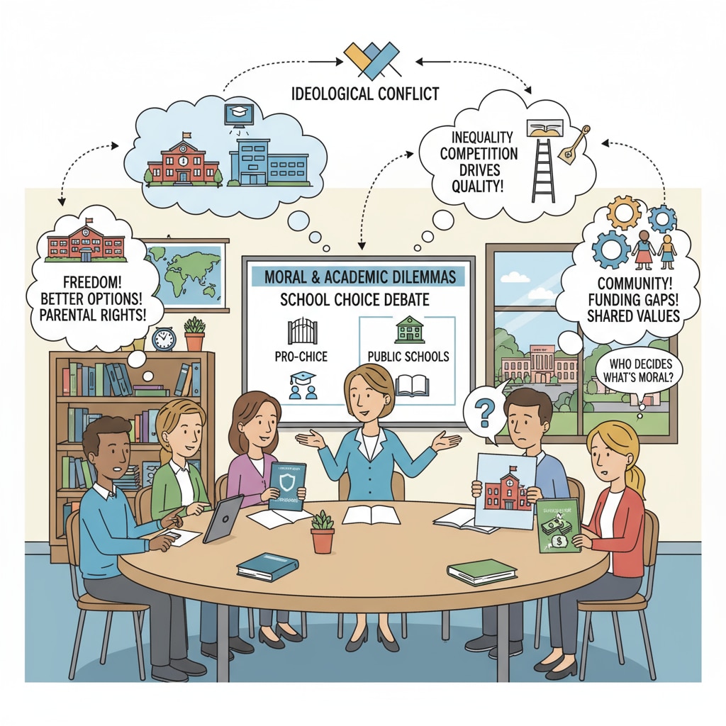 A classroom discussion where students are debating moral and academic topics, showing the ideological conflict within education related to school choice. Classroom scene of students debating moral and academic aspects, relevant to conservative concerns in school choice education policy.