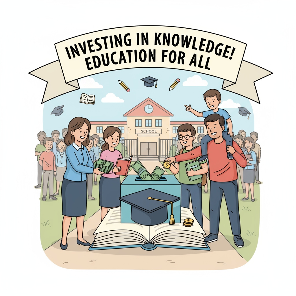 People donating money in a community event to support students' education Community members donating to help with students' tuition fees and education