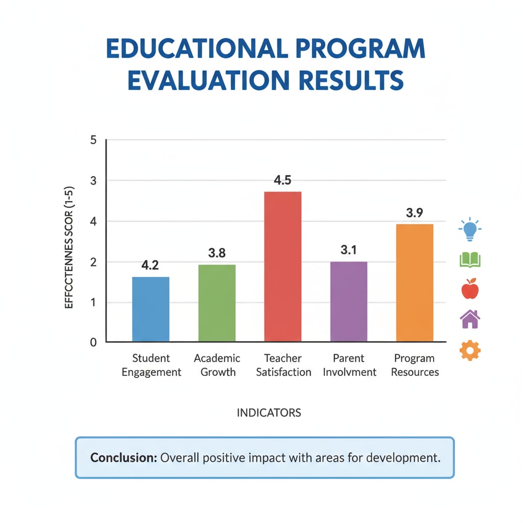 A graph displays the results of an educational evaluation in a K12 environment. The graph shows various indicators and data points related to the effectiveness of an educational program. Graph showing educational evaluation results in K12 education, relevant to research, evaluation, social inequality