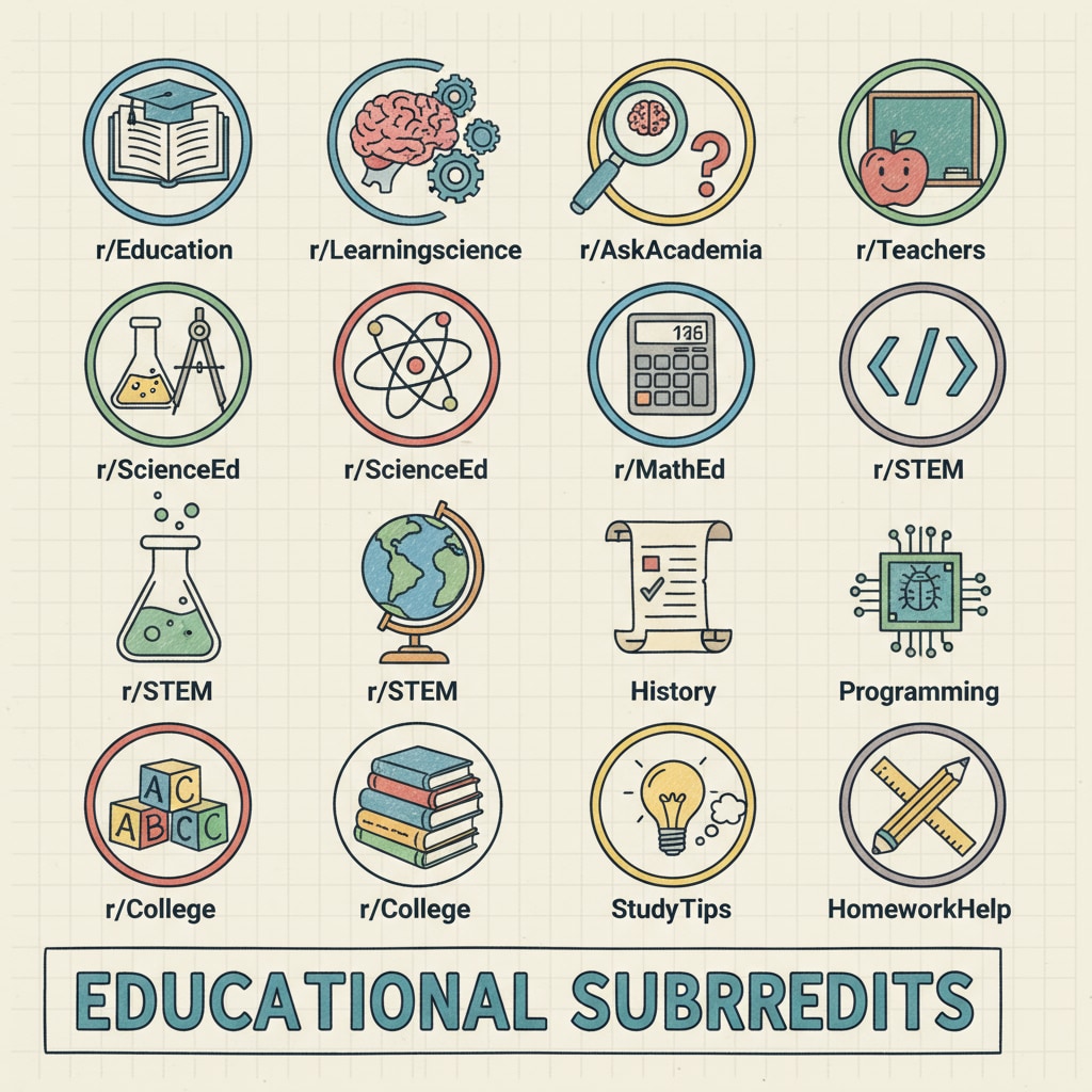 A collage of different subreddit icons related to education Collage of education subreddit icons for K12 teachers
