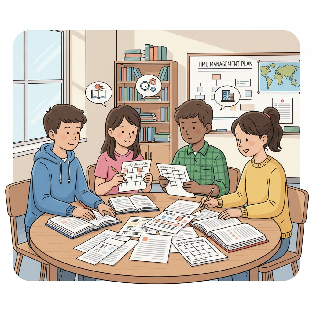 K12 students discussing internship and academic time management