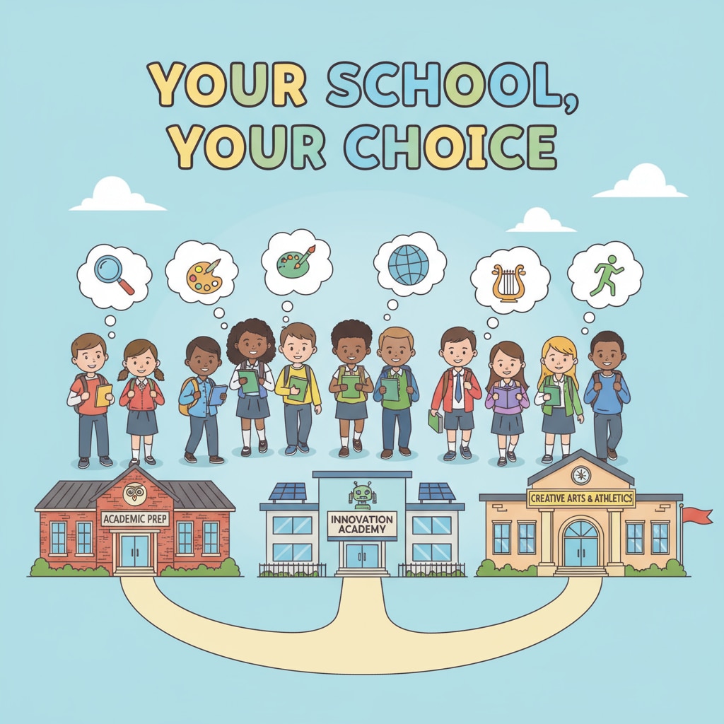 A group of students walking into a school building, which is a common scene related to school choice as it shows students having the option to attend different schools. Students walking into a school building representing school choice, conservatives' stance on education policy