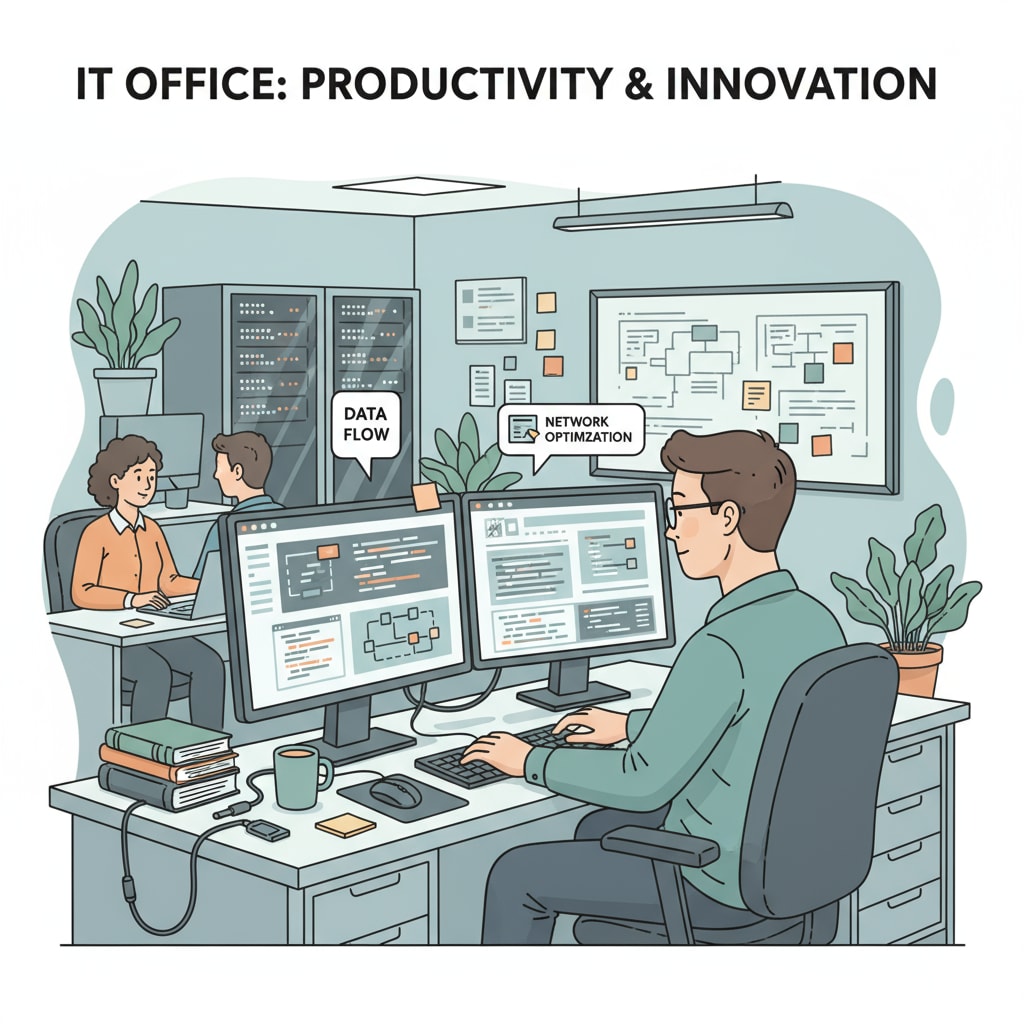 A person working on a computer in an IT office setting A person with a GED exploring employment opportunities in the IT industry