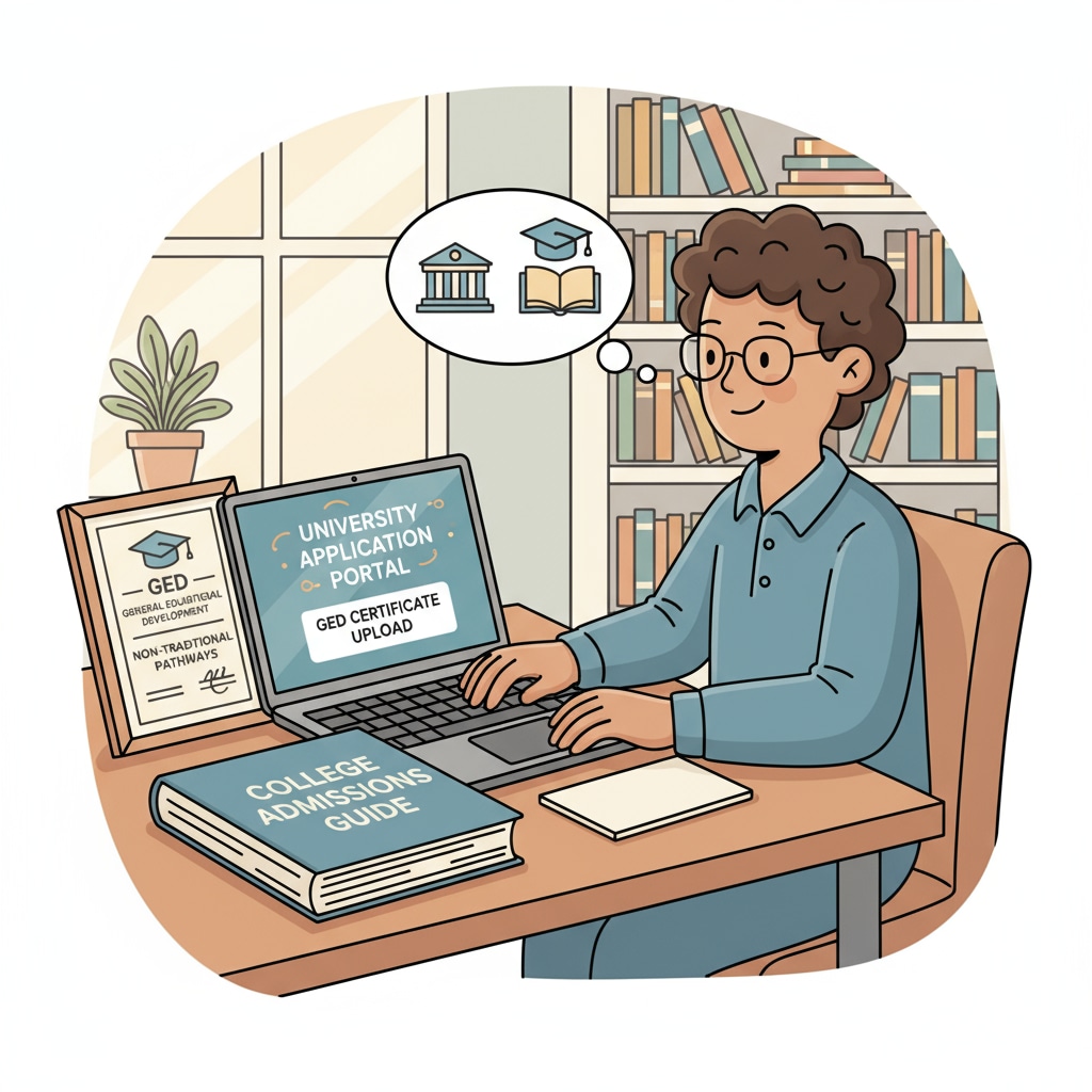 A GED holder engaged in the university application process