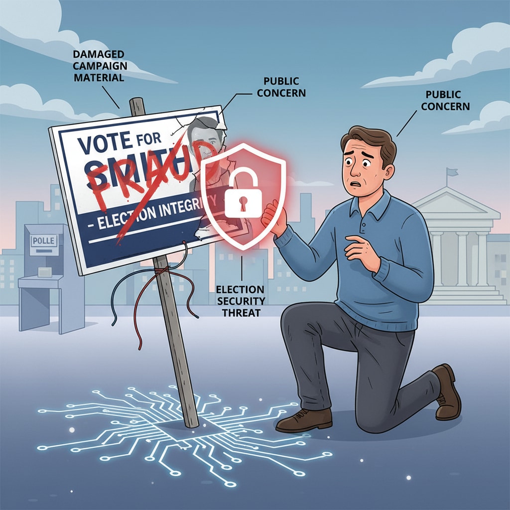 Person concerned about damaged campaign sign related to school board election security
