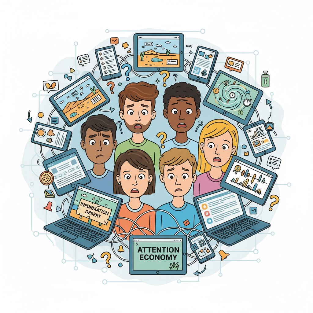 Students confused by digital information in the context of attention economy, information desert, and internet design