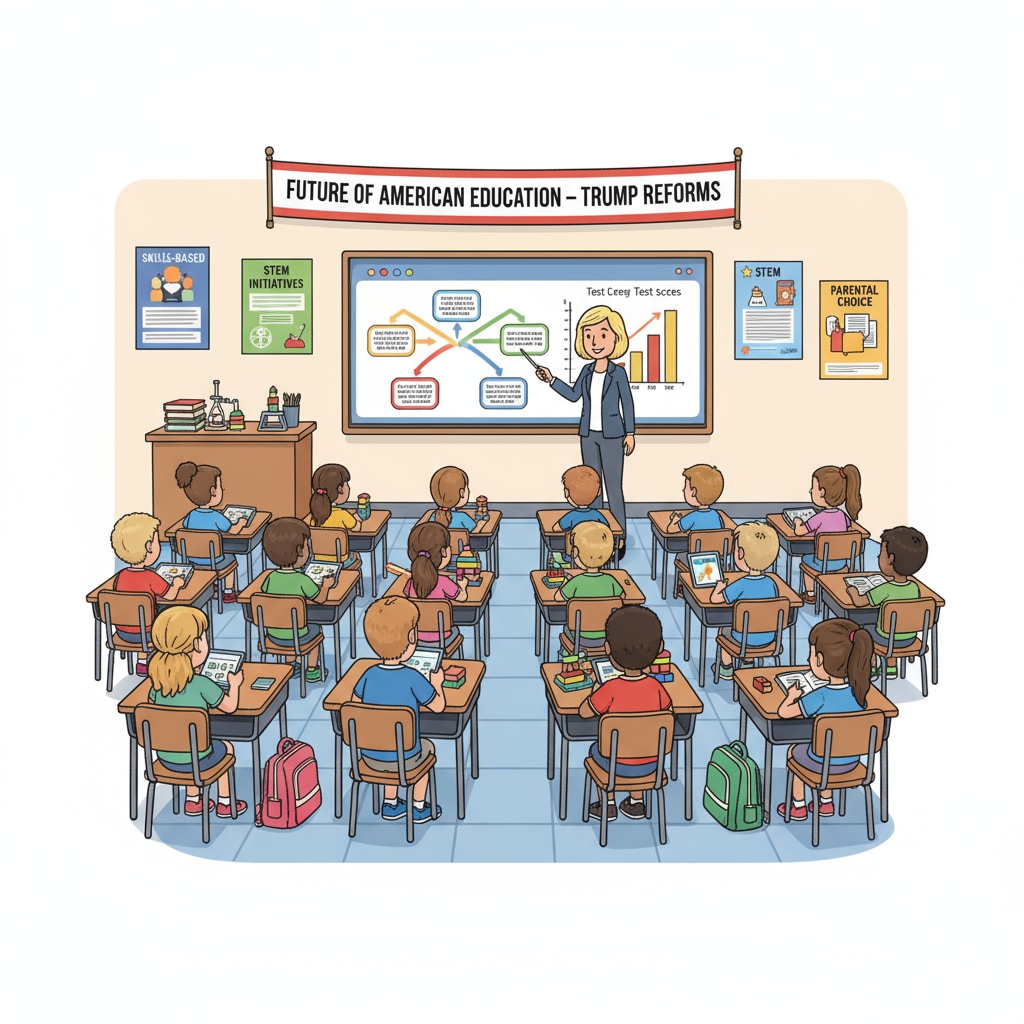 A group of students sitting at desks in a classroom, engaged in learning activities. This represents the K-12 education system which was at the center of Trump administration's reform efforts. Students in a classroom affected by Trump administration's education system remodeling