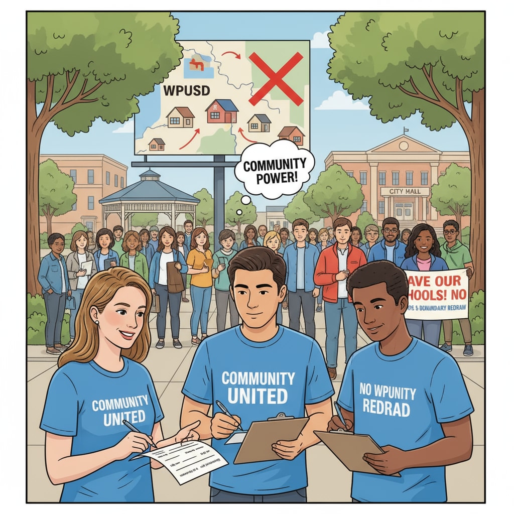 Volunteers are actively collecting signatures on a petition to oppose the WPUSD boundary redrawing, showing the strength of community action. Volunteers collecting signatures for WPUSD boundary redrawing petition